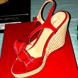 Valentino’s red patent leather wedges
